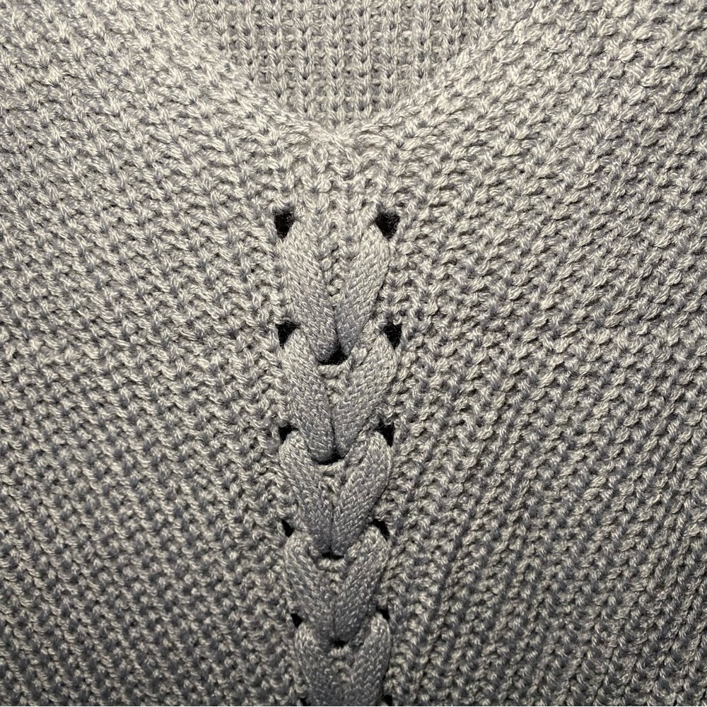 🐑 GREY BRAIDED KNIT V NECK SWEATER DRESS! - Picture 10 of 12
